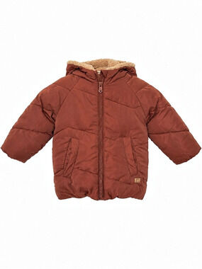 Zara Baby Rust Brown Sherpa Lined Puffer Bear Ear Hooded Jacket 18-24M
